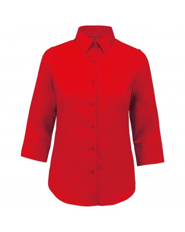Chemise Col Rond Rouge Et Noir Manches 3/4 Maurices - Taille M, Occasion Très Bon état
